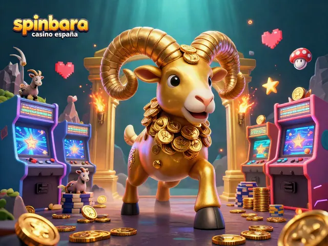 Experience thrill at Spinbara Casino España with a golden ram charging through arcade games and gold!